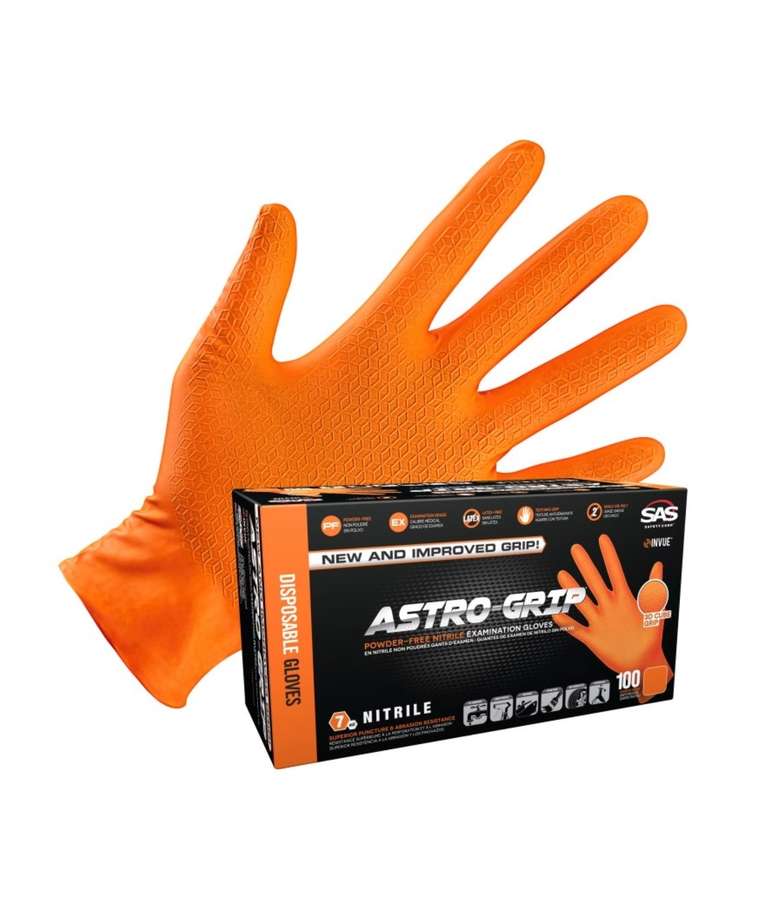 Disposable Gloves Astro-Grip Powder-Free Nitrile Exam Grade - 7 Mil 100/Box