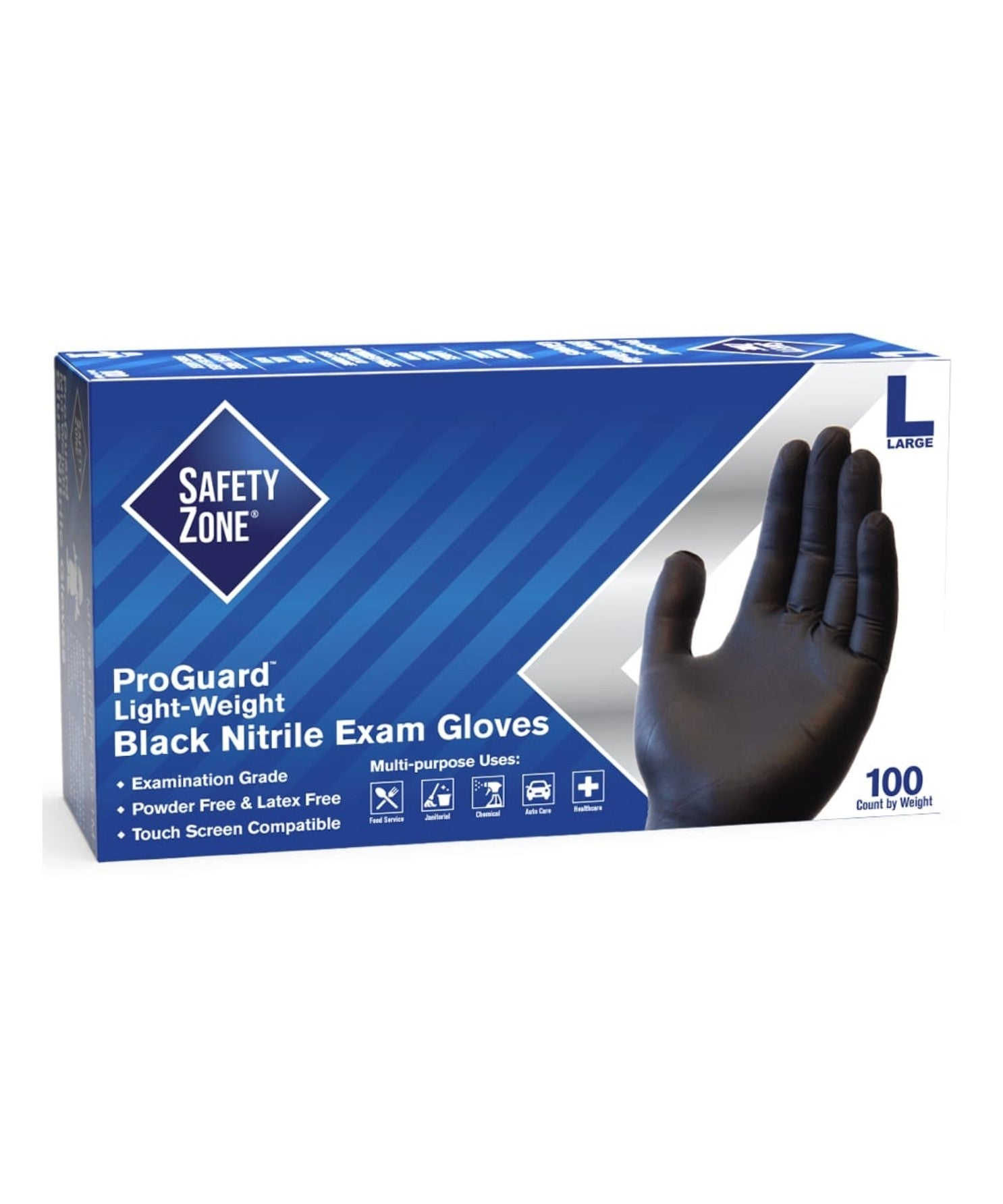 Disposable Gloves Black Powder-Free Nitrile Exam Grade Light-Duty 100/Box