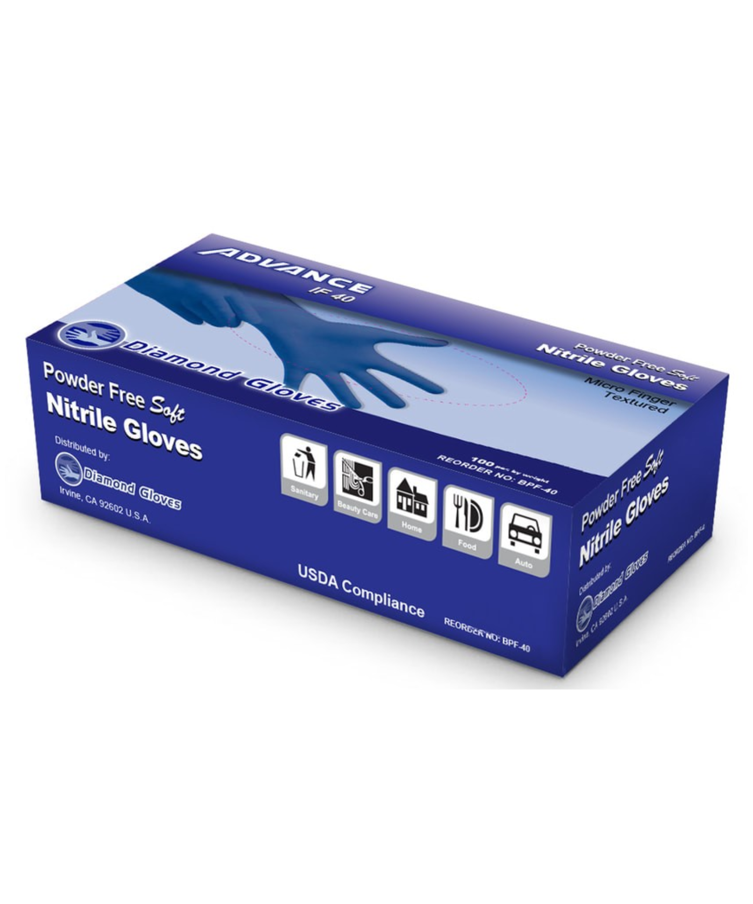 Disposable Gloves Blue Powder-Free Nitrile Exam Grade Light-Duty 100/Box