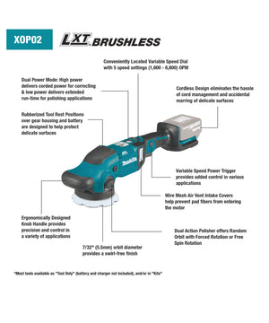 Makita 5" DA Random Orbit Polisher LXT Battery "Tool Only" XOP02Z