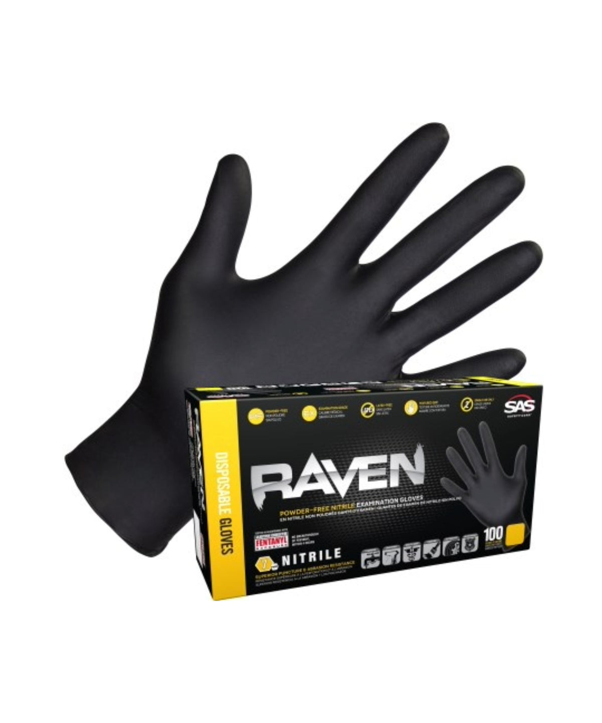 Disposable Gloves Raven Powder-Free Nitrile Exam Grade - 7 Mil 100/Box ...