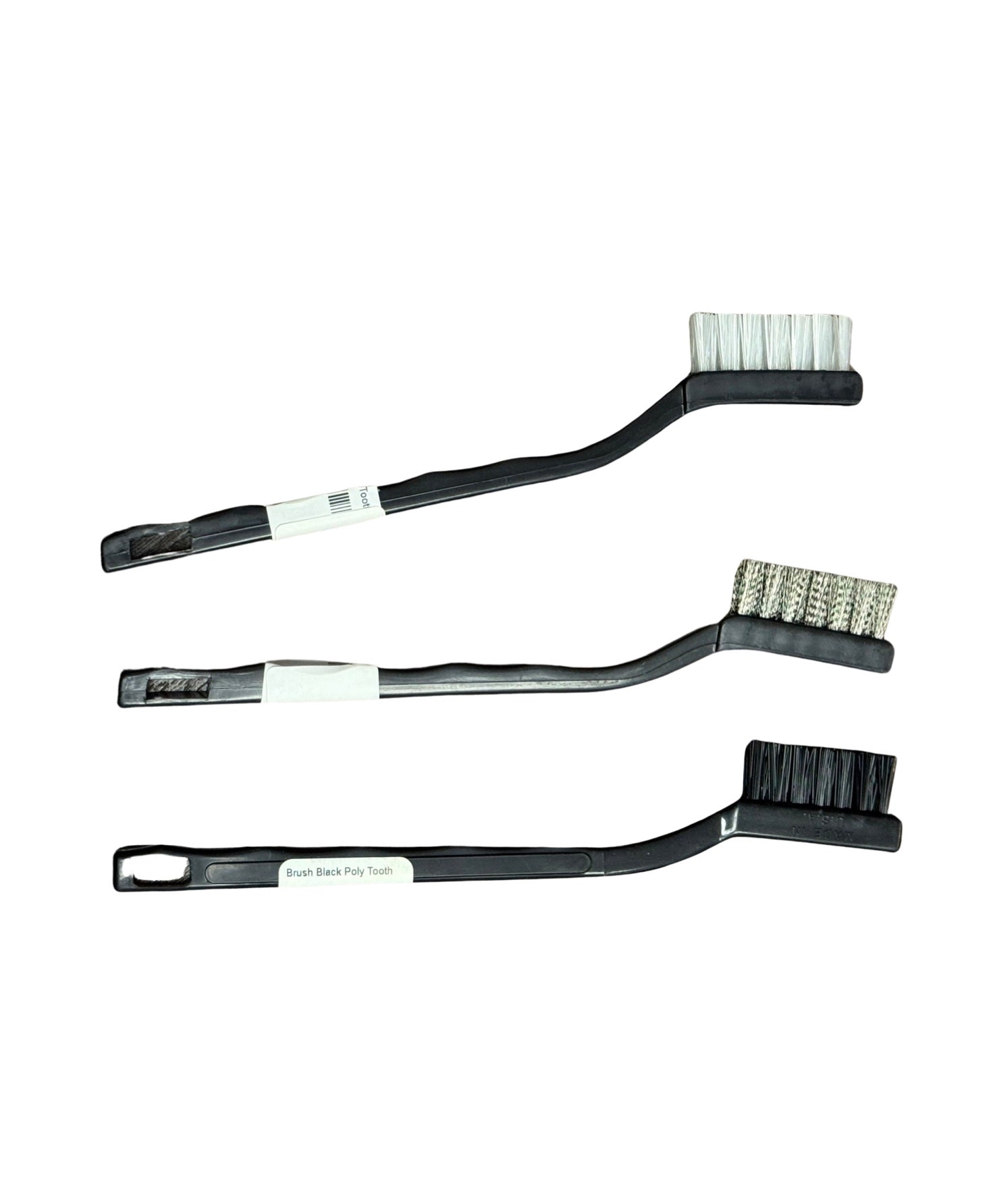 Toothbrushes  in Black Poly, White Nylon or Stainless-Steel Bristles